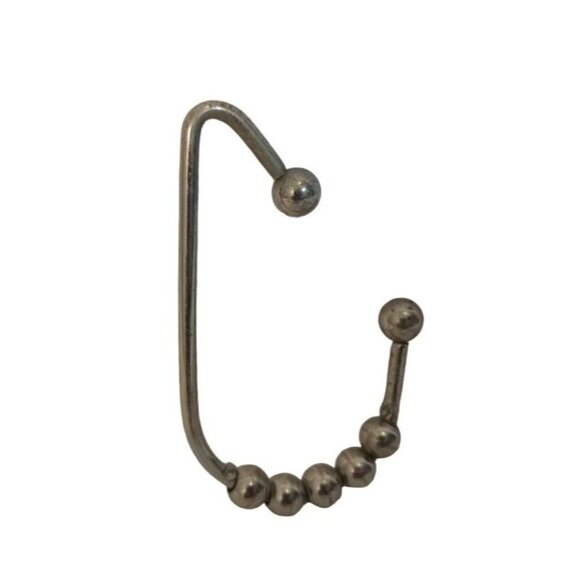 Shower Curtain Hooks Silver Metal Beads Set Of 12 Bathroom Decor 3 Inch Tall - Picture 3 of 4